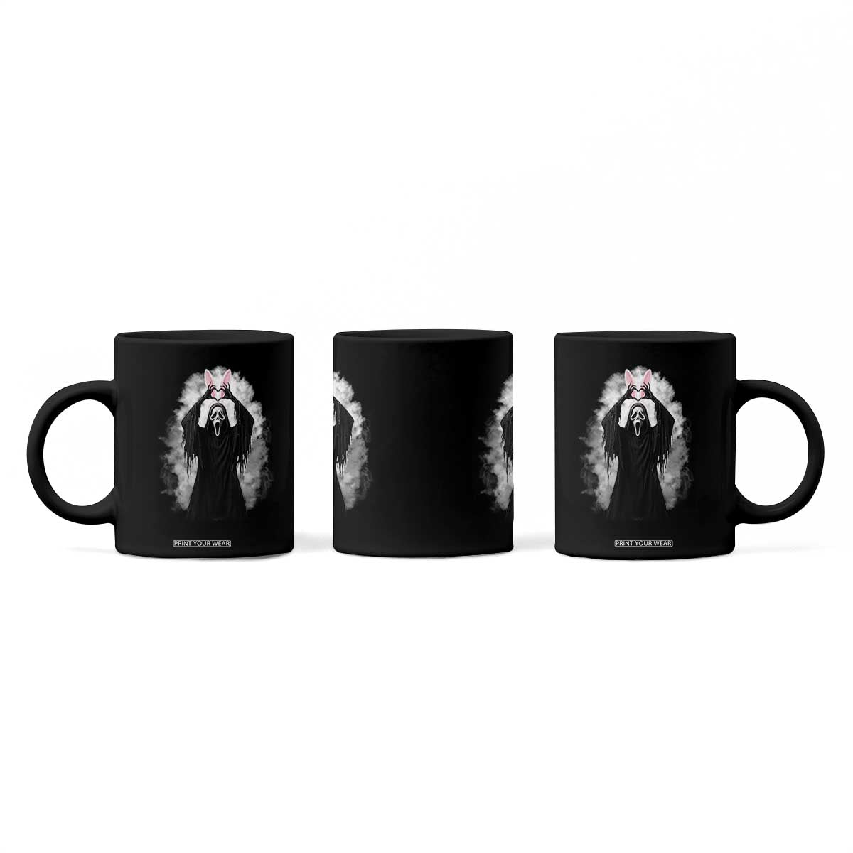 Funny Scary Bunny Face Ghost Heart Hand Sign Easter Day Coffee Mug TS11 Print Your Wear