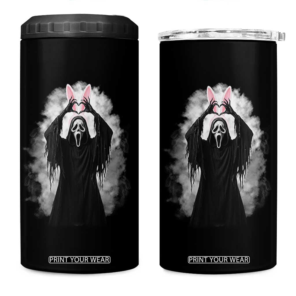 Funny Scary Bunny Face Ghost Heart Hand Sign Easter Day 4 in 1 Can Cooler Tumbler TS11 One Size: 16 oz Black Print Your Wear