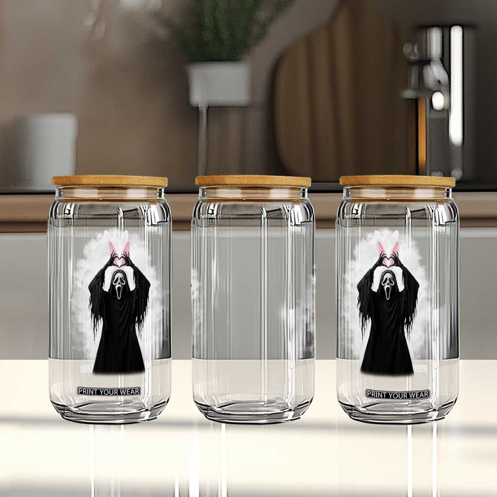 Funny Scary Bunny Face Ghost Heart Hand Sign Easter Day Glass Can TS11 Print Your Wear