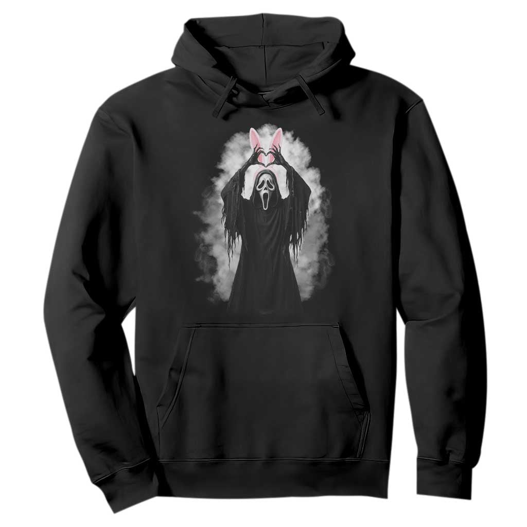Funny Scary Bunny Face Ghost Heart Hand Sign Easter Day Hoodie TS11 Black Print Your Wear