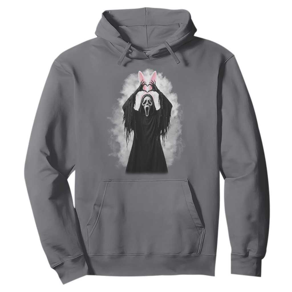 Funny Scary Bunny Face Ghost Heart Hand Sign Easter Day Hoodie TS11 Charcoal Print Your Wear