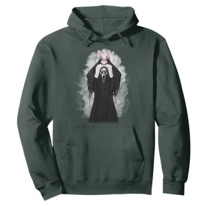 Funny Scary Bunny Face Ghost Heart Hand Sign Easter Day Hoodie TS11 Dark Forest Green Print Your Wear