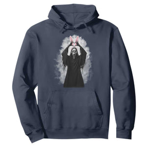 Funny Scary Bunny Face Ghost Heart Hand Sign Easter Day Hoodie TS11 Navy Print Your Wear