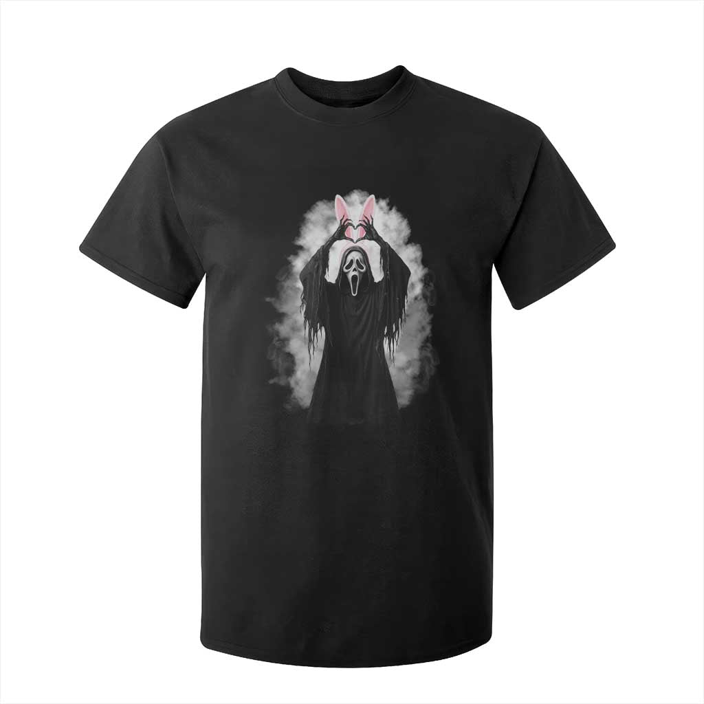 Funny Scary Bunny Face Ghost Heart Hand Sign Easter Day T Shirt For Kid TS11 Black Print Your Wear