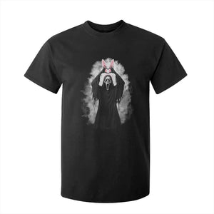 Funny Scary Bunny Face Ghost Heart Hand Sign Easter Day T Shirt For Kid TS11 Black Print Your Wear