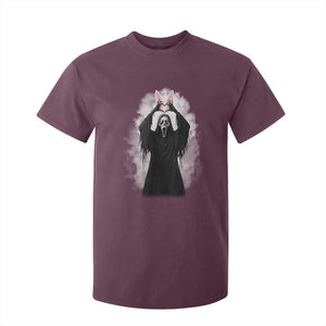 Funny Scary Bunny Face Ghost Heart Hand Sign Easter Day T Shirt For Kid TS11 Maroon Print Your Wear