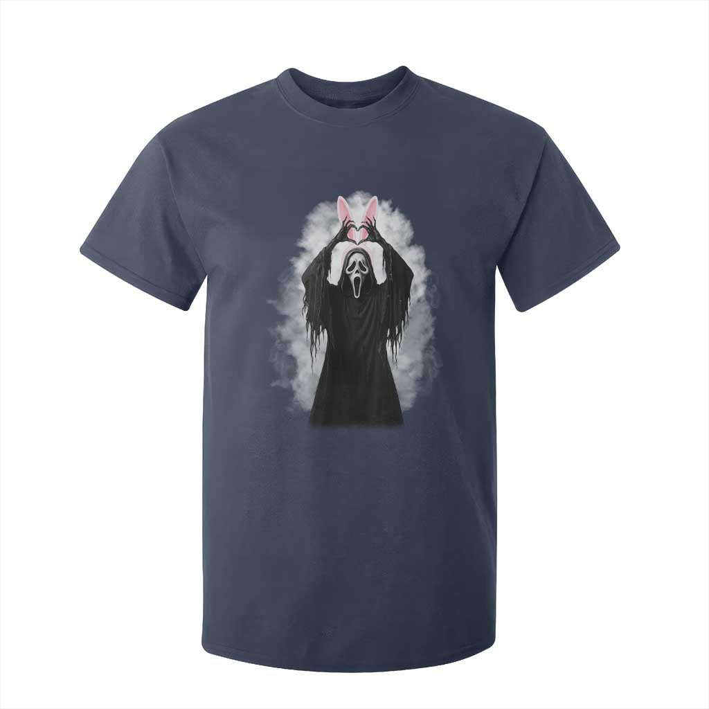 Funny Scary Bunny Face Ghost Heart Hand Sign Easter Day T Shirt For Kid TS11 Navy Print Your Wear