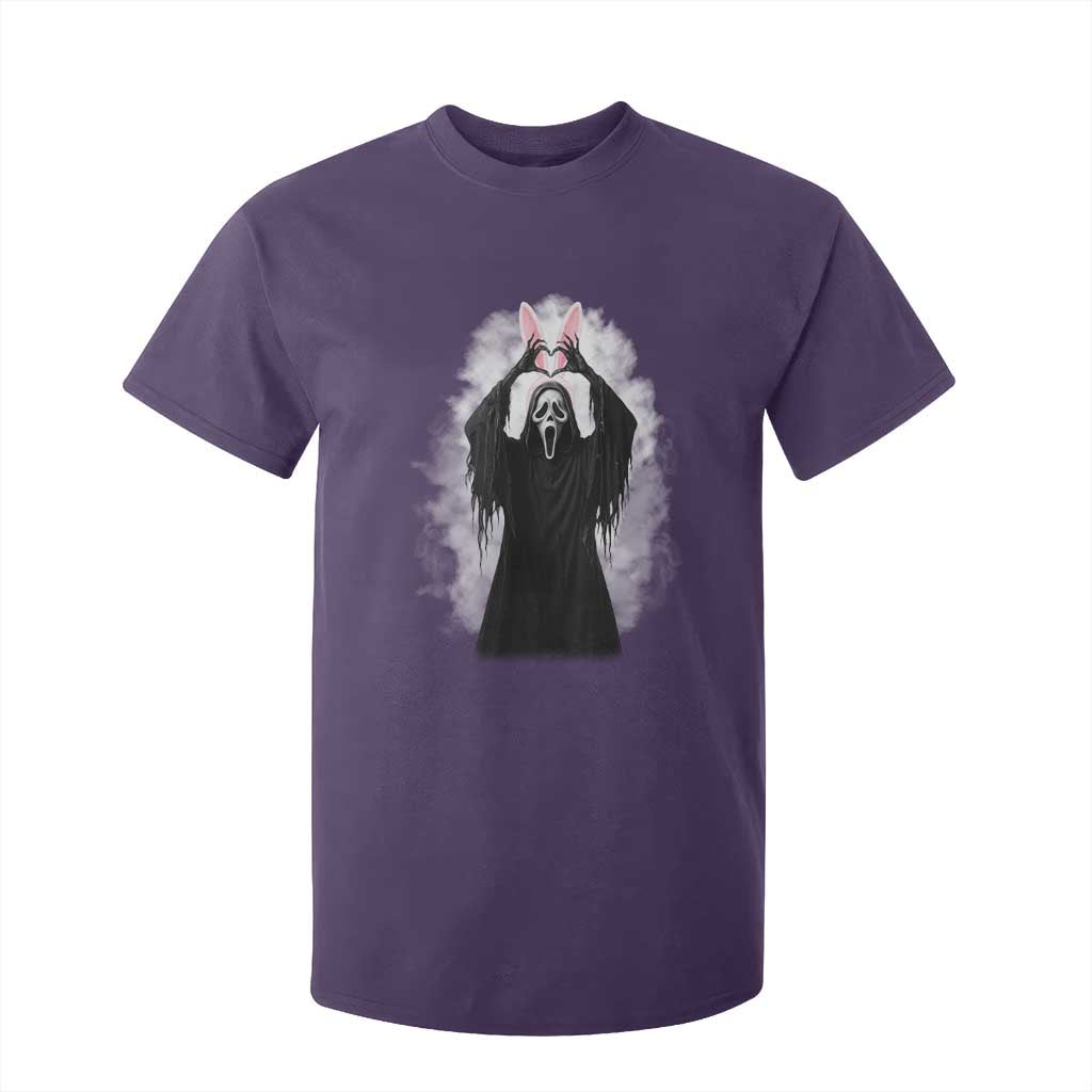 Funny Scary Bunny Face Ghost Heart Hand Sign Easter Day T Shirt For Kid TS11 Purple Print Your Wear