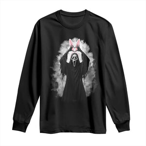 Funny Scary Bunny Face Ghost Heart Hand Sign Easter Day Long Sleeve Shirt TS11 Black Print Your Wear