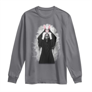 Funny Scary Bunny Face Ghost Heart Hand Sign Easter Day Long Sleeve Shirt TS11 Charcoal Print Your Wear