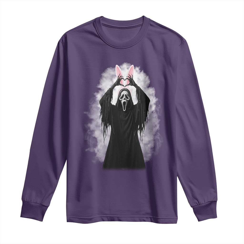 Funny Scary Bunny Face Ghost Heart Hand Sign Easter Day Long Sleeve Shirt TS11 Purple Print Your Wear