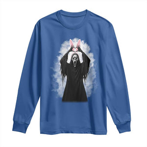 Funny Scary Bunny Face Ghost Heart Hand Sign Easter Day Long Sleeve Shirt TS11 Royal Blue Print Your Wear