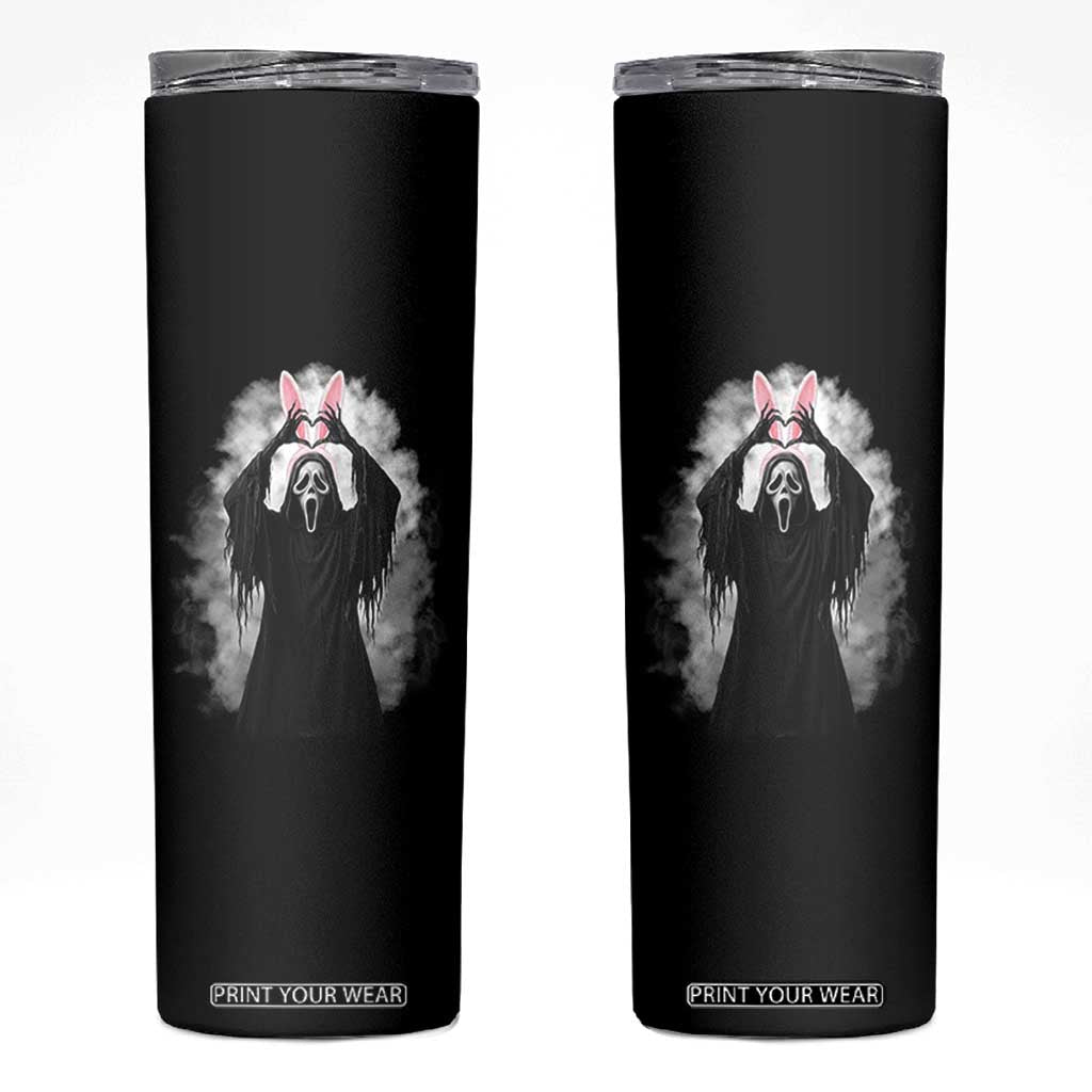 Funny Scary Bunny Face Ghost Heart Hand Sign Easter Day Skinny Tumbler TS11 Black Print Your Wear