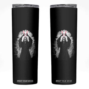 Funny Scary Bunny Face Ghost Heart Hand Sign Easter Day Skinny Tumbler TS11 Black Print Your Wear