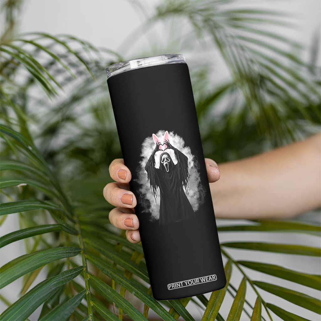 Funny Scary Bunny Face Ghost Heart Hand Sign Easter Day Skinny Tumbler TS11 Print Your Wear