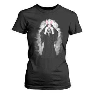 Funny Scary Bunny Face Ghost Heart Hand Sign Easter Day T Shirt For Women TS11 Black Print Your Wear