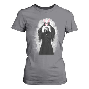 Funny Scary Bunny Face Ghost Heart Hand Sign Easter Day T Shirt For Women TS11 Charcoal Print Your Wear