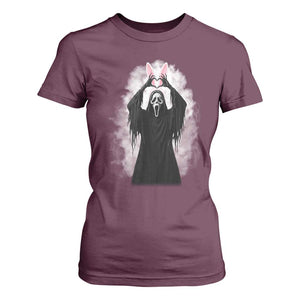 Funny Scary Bunny Face Ghost Heart Hand Sign Easter Day T Shirt For Women TS11 Maroon Print Your Wear