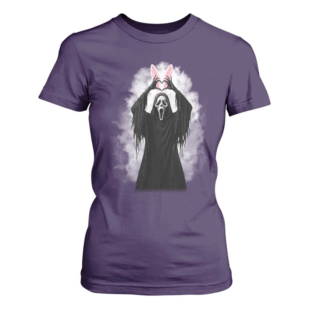 Funny Scary Bunny Face Ghost Heart Hand Sign Easter Day T Shirt For Women TS11 Purple Print Your Wear