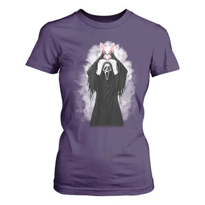 Funny Scary Bunny Face Ghost Heart Hand Sign Easter Day T Shirt For Women TS11 Purple Print Your Wear