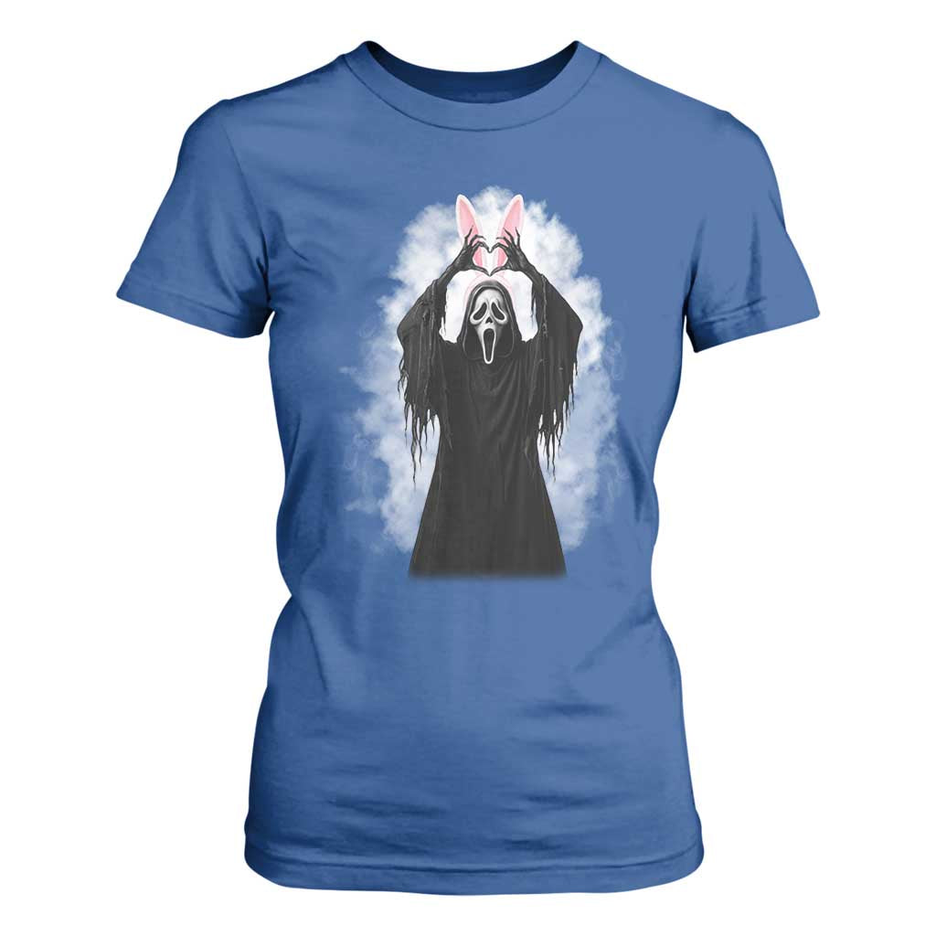 Funny Scary Bunny Face Ghost Heart Hand Sign Easter Day T Shirt For Women TS11 Royal Blue Print Your Wear