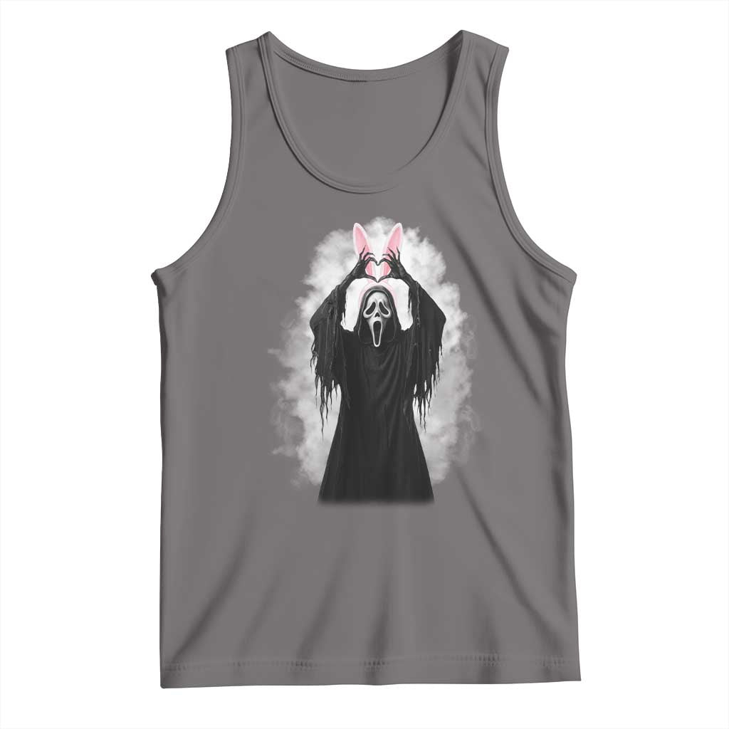 Funny Scary Bunny Face Ghost Heart Hand Sign Easter Day Tank Top TS11 Deep Heather Print Your Wear