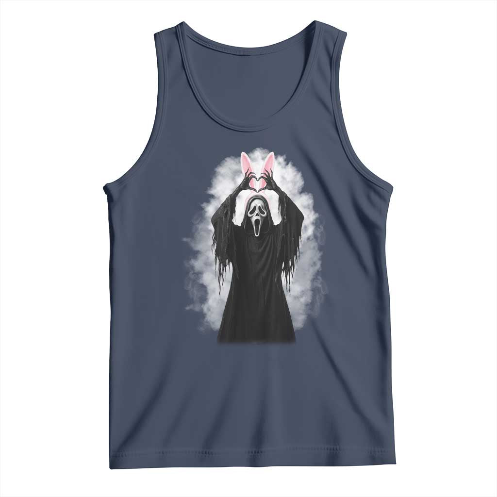 Funny Scary Bunny Face Ghost Heart Hand Sign Easter Day Tank Top TS11 Navy Print Your Wear