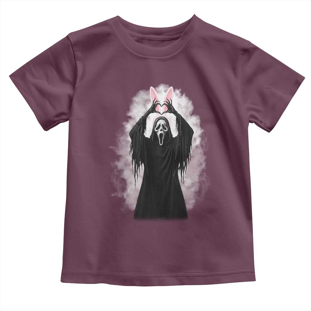 Funny Scary Bunny Face Ghost Heart Hand Sign Easter Day Toddler T Shirt TS11 Maroon Print Your Wear