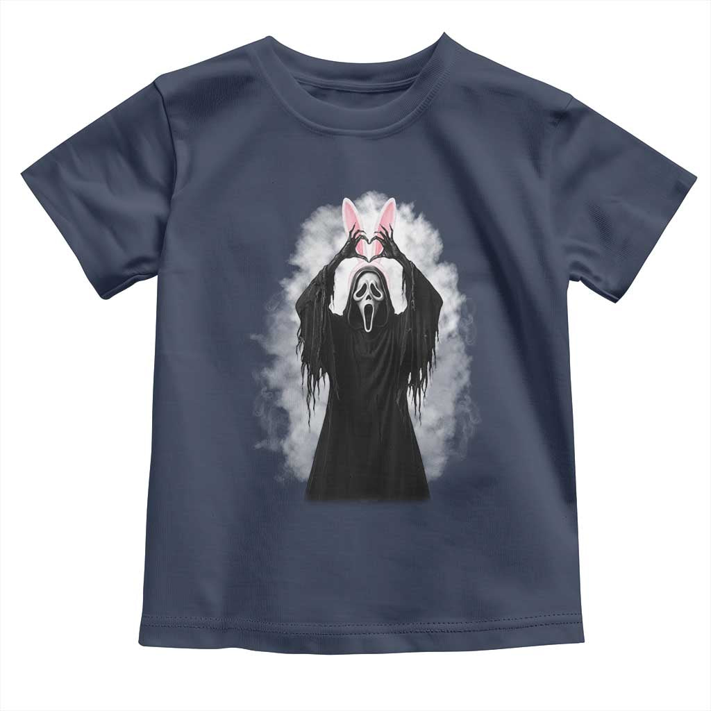 Funny Scary Bunny Face Ghost Heart Hand Sign Easter Day Toddler T Shirt TS11 Navy Print Your Wear