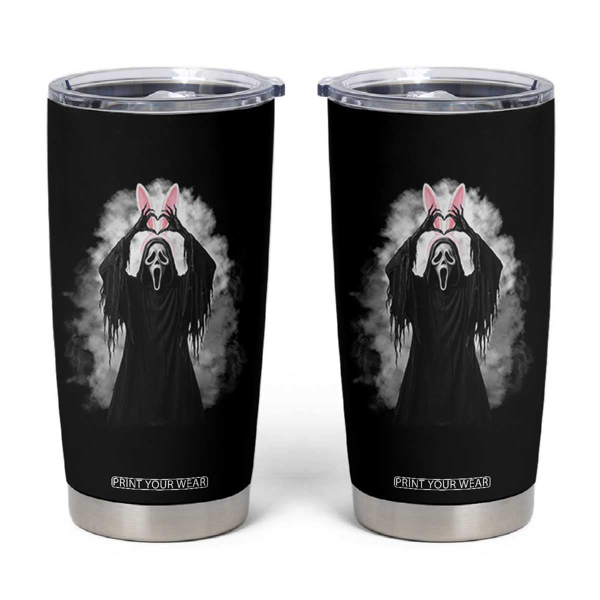 Funny Scary Bunny Face Ghost Heart Hand Sign Easter Day Tumbler Cup TS11 Black Print Your Wear