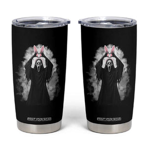 Funny Scary Bunny Face Ghost Heart Hand Sign Easter Day Tumbler Cup TS11 Black Print Your Wear
