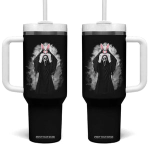 Funny Scary Bunny Face Ghost Heart Hand Sign Easter Day Tumbler With Handle TS11 One Size: 40 oz Black Print Your Wear
