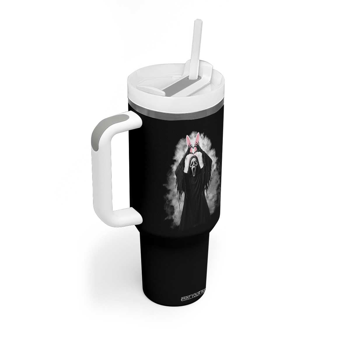 Funny Scary Bunny Face Ghost Heart Hand Sign Easter Day Tumbler With Handle TS11 Print Your Wear