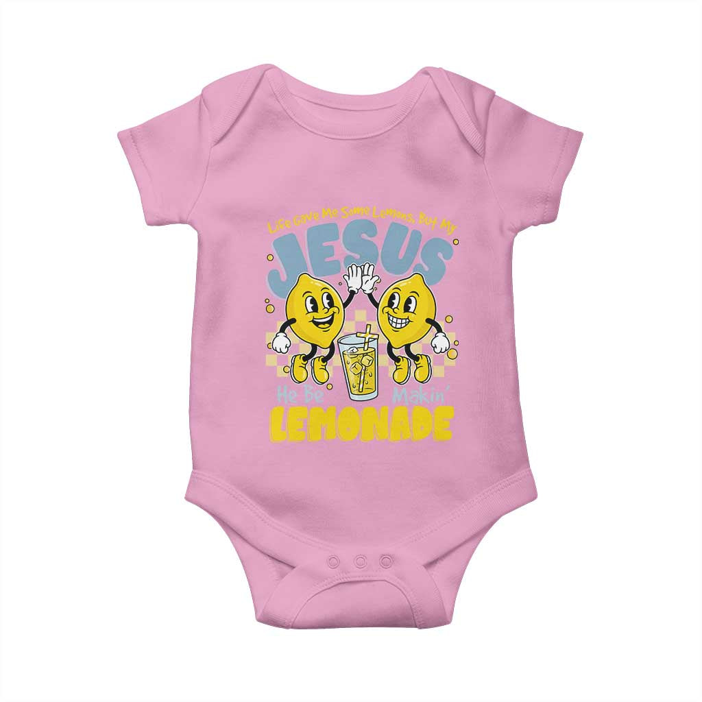 Life Gave Me Some Lemons But My Jesus He Be Makin Lemonade Baby Onesie Retro Lemon TS11 Light Pink Print Your Wear