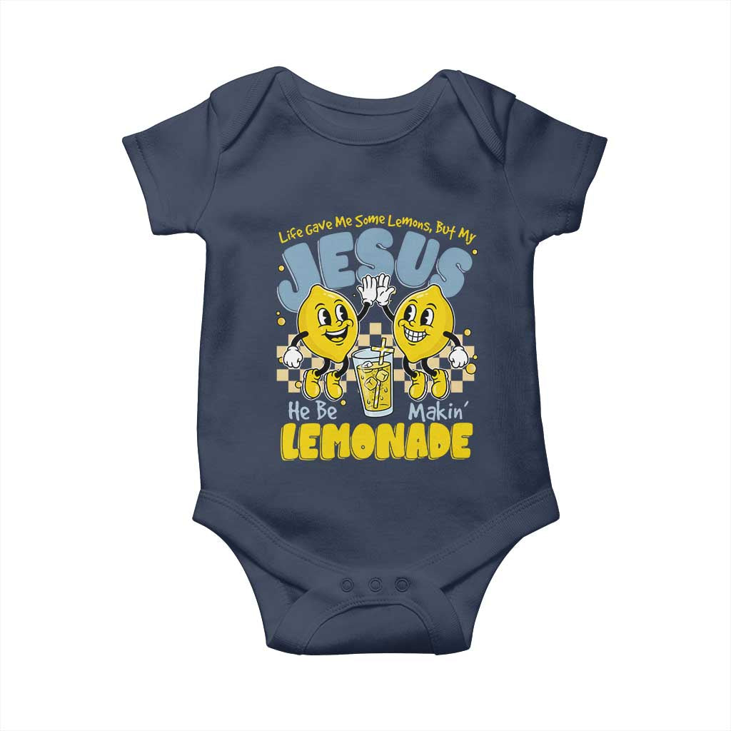 Life Gave Me Some Lemons But My Jesus He Be Makin Lemonade Baby Onesie Retro Lemon TS11 Navy Print Your Wear