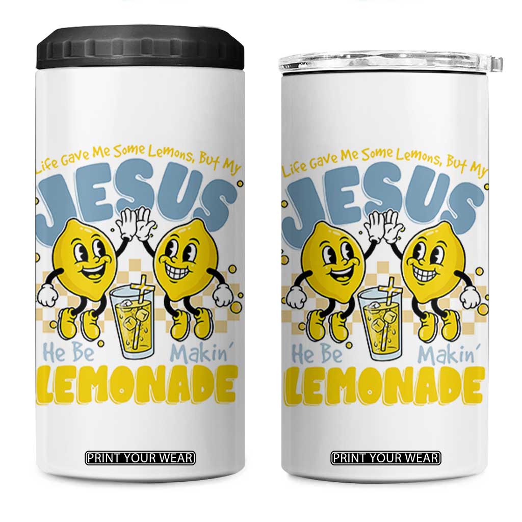 Life Gave Me Some Lemons But My Jesus He Be Makin Lemonade 4 in 1 Can Cooler Tumbler Retro Lemon TS11 One Size: 16 oz White Print Your Wear