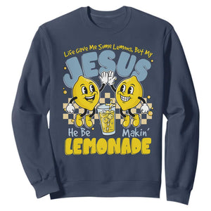 Life Gave Me Some Lemons But My Jesus He Be Makin Lemonade Sweatshirt Retro Lemon TS11 Navy Print Your Wear