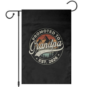 Promoted To Grandpa Est 2026 Garden Flag Grandparents Baby Announcement Retro Mountain TS11 Black Print Your Wear