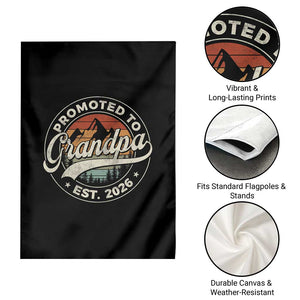 Promoted To Grandpa Est 2026 Garden Flag Grandparents Baby Announcement Retro Mountain TS11 Print Your Wear