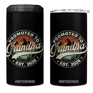 Promoted To Grandpa Est 2026 4 in 1 Can Cooler Tumbler Grandparents Baby Announcement Retro Mountain TS11 One Size: 16 oz Black Print Your Wear