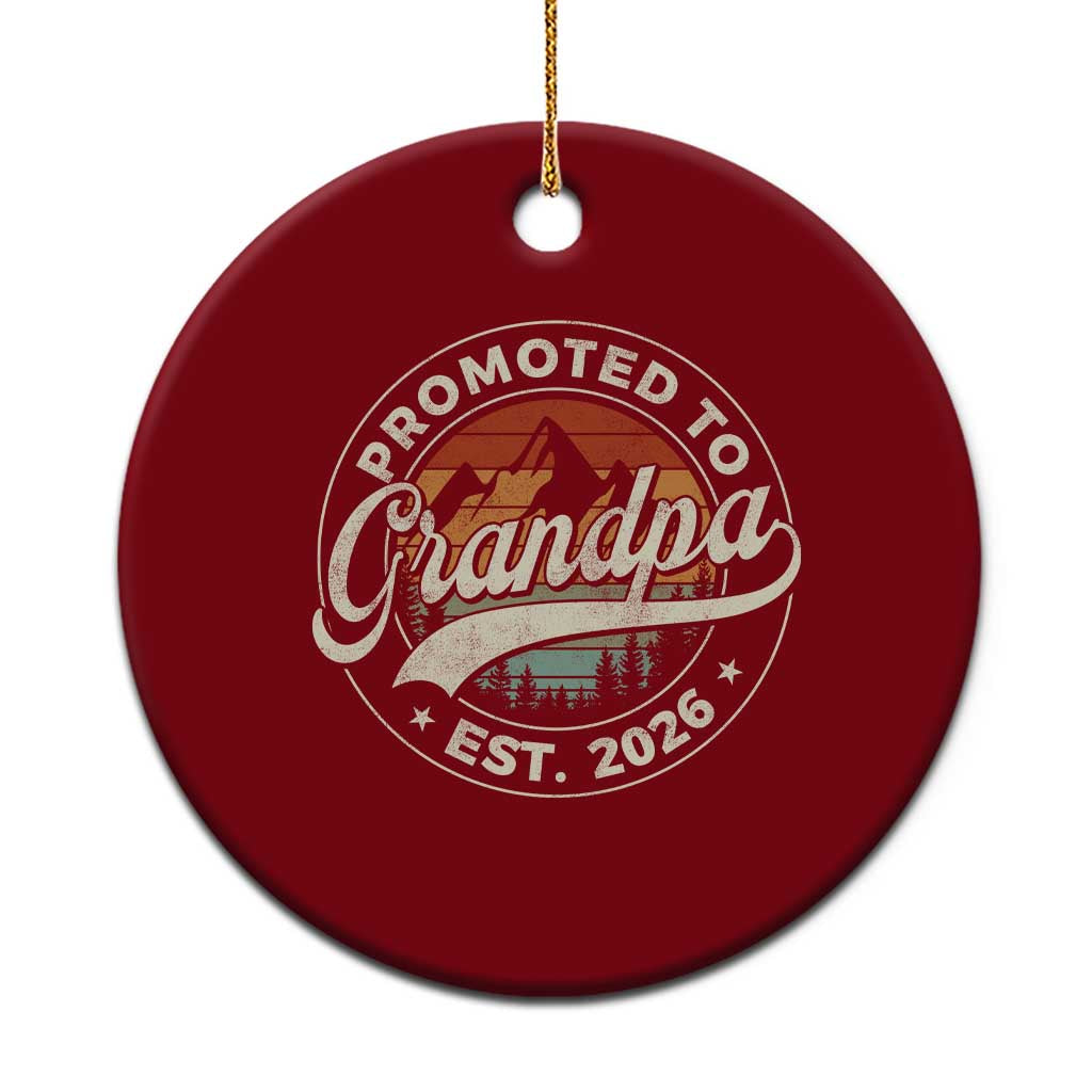 Promoted To Grandpa Est 2026 Ceramic Ornament Grandparents Baby Announcement Retro Mountain TS11 1pc Red Print Your Wear