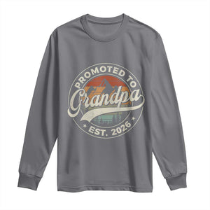 Promoted To Grandpa Est 2026 Long Sleeve Shirt Grandparents Baby Announcement Retro Mountain TS11 Charcoal Print Your Wear