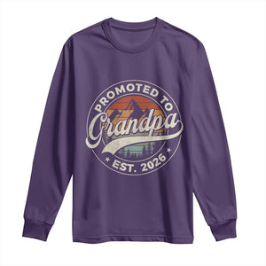 Promoted To Grandpa Est 2026 Long Sleeve Shirt Grandparents Baby Announcement Retro Mountain TS11 Purple Print Your Wear
