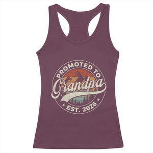 Promoted To Grandpa Est 2026 Racerback Tank Top Grandparents Baby Announcement Retro Mountain TS11 Maroon Print Your Wear