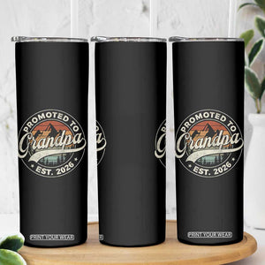 Promoted To Grandpa Est 2026 Skinny Tumbler Grandparents Baby Announcement Retro Mountain TS11 Print Your Wear