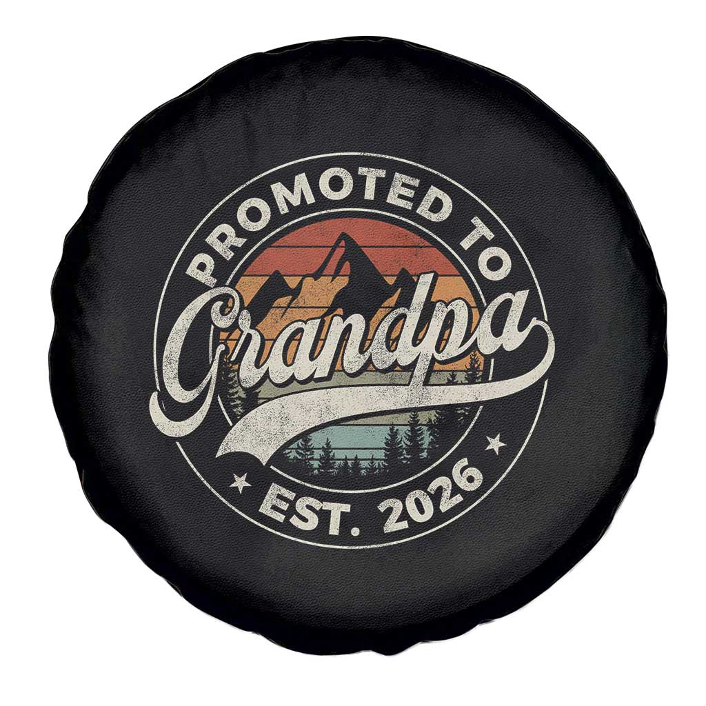Promoted To Grandpa Est 2026 Spare Tire Cover Grandparents Baby Announcement Retro Mountain TS11 Print Your Wear