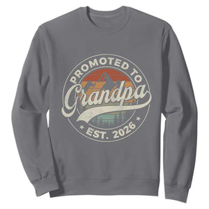 Promoted To Grandpa Est 2026 Sweatshirt Grandparents Baby Announcement Retro Mountain TS11 Charcoal Print Your Wear