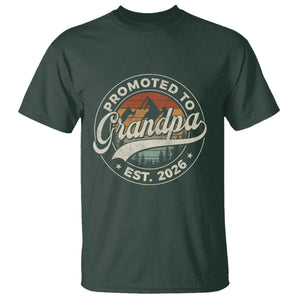 Promoted To Grandpa Est 2026 T Shirt Grandparents Baby Announcement Retro Mountain TS11 Dark Forest Green Print Your Wear