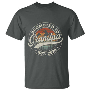 Promoted To Grandpa Est 2026 T Shirt Grandparents Baby Announcement Retro Mountain TS11 Dark Heather Print Your Wear