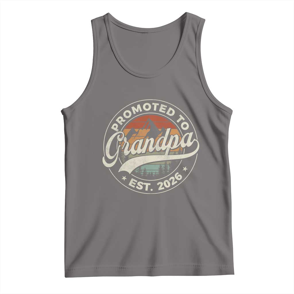 Promoted To Grandpa Est 2026 Tank Top Grandparents Baby Announcement Retro Mountain TS11 Deep Heather Print Your Wear
